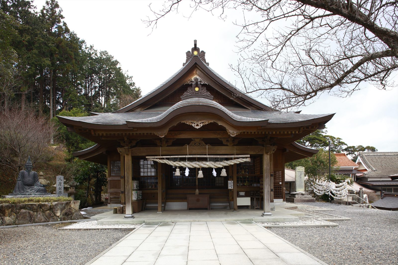 The worship hall of Takatsu Kakinomoto Shrine in Masuda